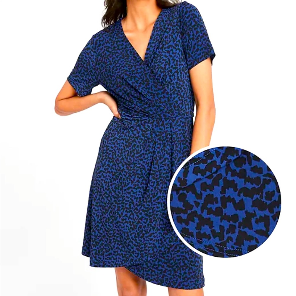 Navy leopard wrap dress - Petite M